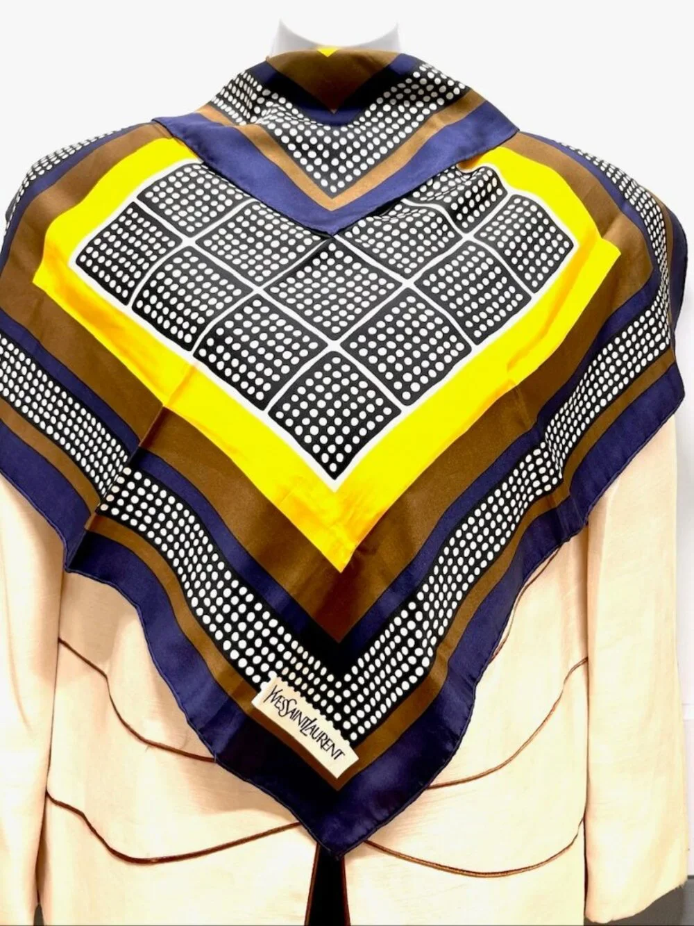 Unused -Yves Saint Laurent  Silk  Satin Scarf 23